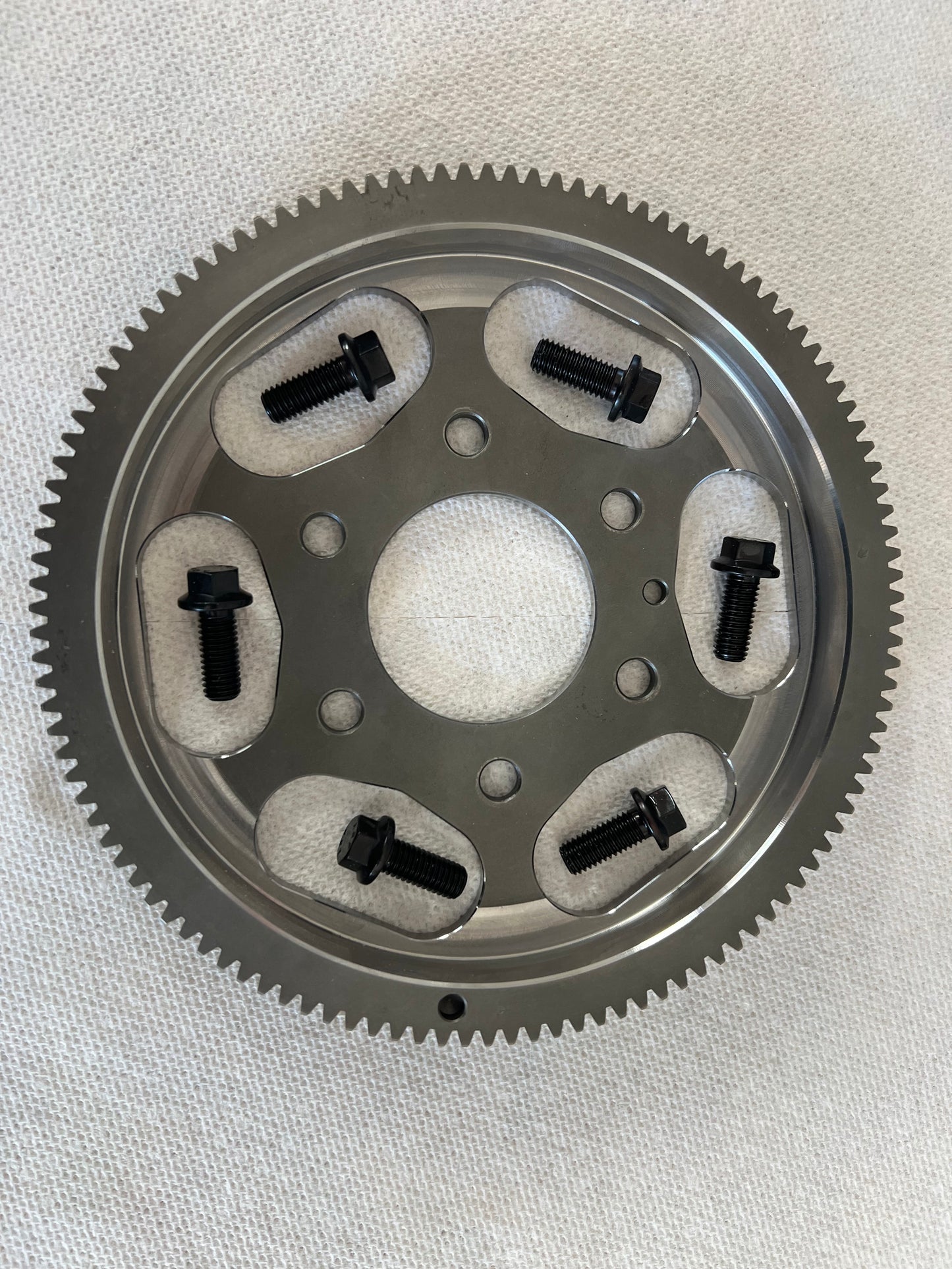 SEADOO LIGHTENED 300 RACING FLYWHEEL , 117/86 TOOTH WITH ARP BOLTS