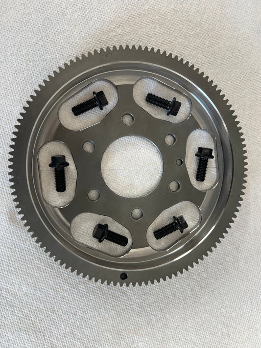 SEADOO LIGHTENED 300 RACING FLYWHEEL , 117/86 TOOTH WITH ARP BOLTS